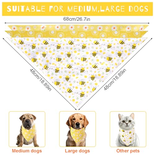 3Pcs Spring Summer Dog Bandanas Reversible Dog Holiday Scarf Adjustable Triangle Pet Bandanas for Medium Large Puppy Pet Decorations - Image 3