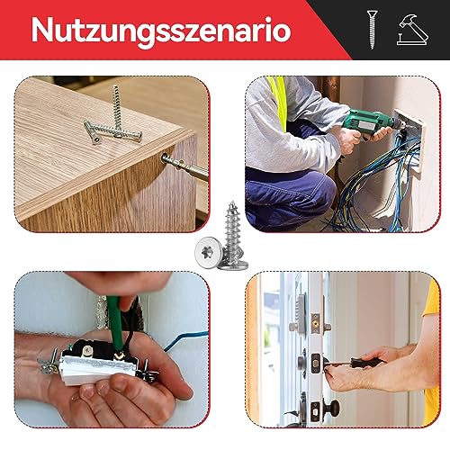 130 Stück selbstschneidende Torx-Schrauben, M4x16mm Torx-Schrauben mit flachem Kopf, Schrauben aus Edelstahl 304 für Heimwerker, Schreiner oder Befestigungselemente wie Möbel, Technik