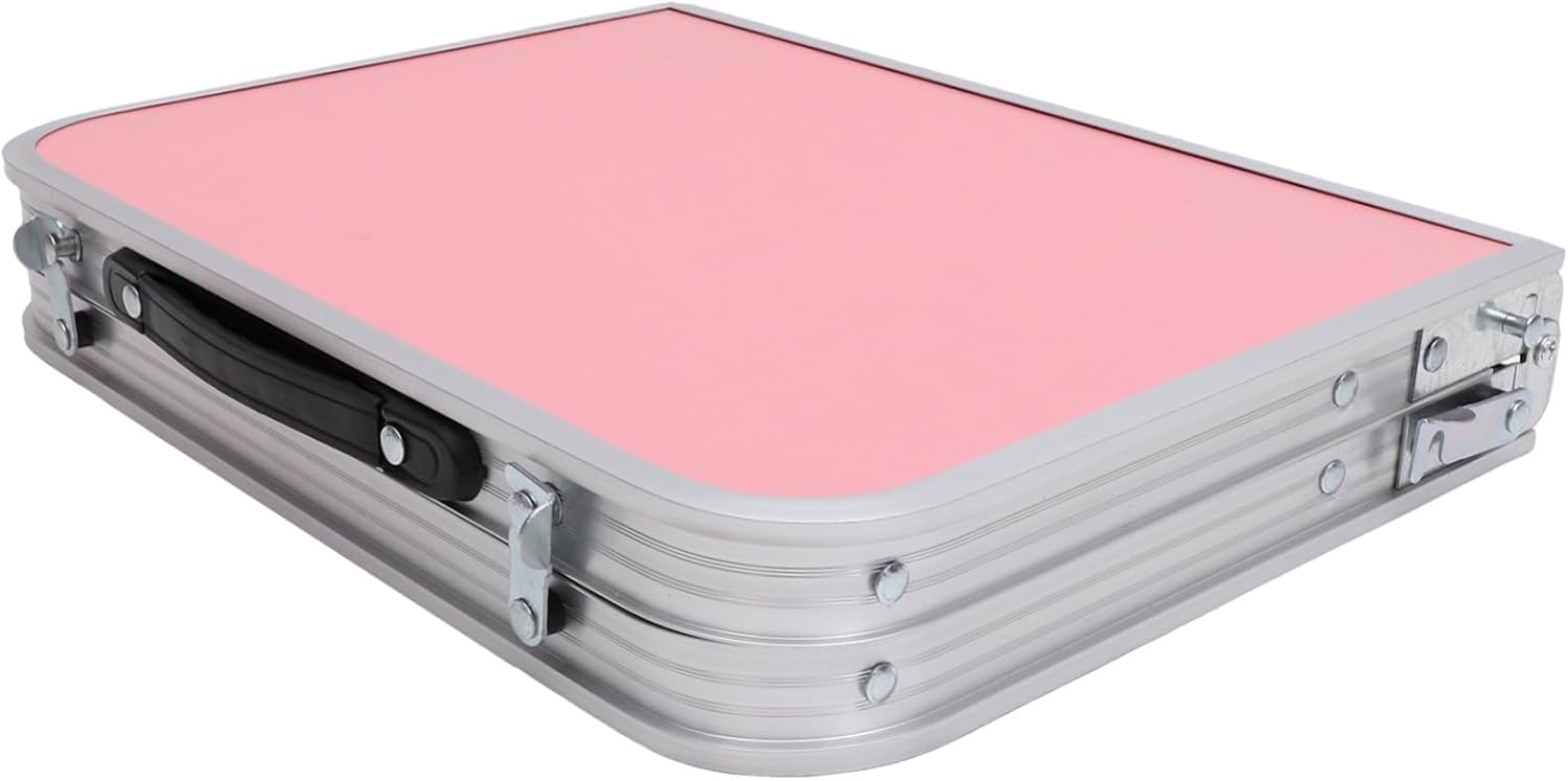 Homoyoyo Portable Dining Table Desk Picnic Table Night Stand Nightstand Small Camping Table Bedside Table Folding Home Bed, 60x40x28CM, Pink, 0ZK01C0409YKCP