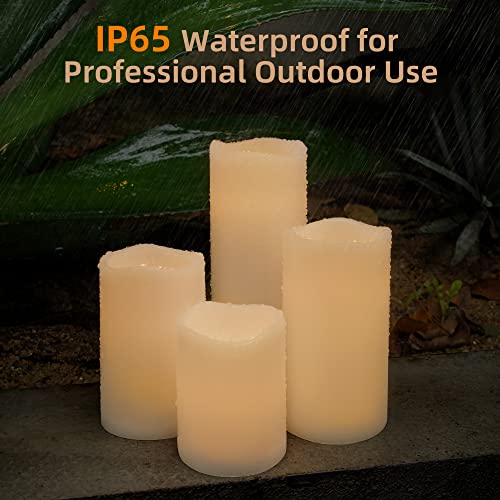 Nomfix Solar Powered Candles Outdoor Waterproof, 3"X4"/5"/6"/8" Solar Led Candles Flickering Set With Dusk To Dawn Timer, Solar Pathway Lights For Backyard Porch Balcony Party Decor- White (4 Pack) #TOP1