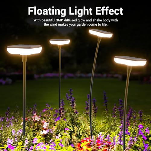 Ainostone Solar Lights Outdoor Garden Stake 4 Pack Led Garden Lights Solar Powered IP65 Waterproof 31" Tall Outside Lights 34LM Bright Up to 12H Auto On/Off for Path Pathway Walkway Patio (Warm White) - Image 2