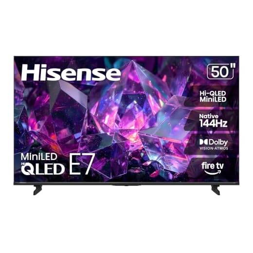 Hisense 50" E7 Cinema Series Hi-QLED Mini-LED 4K UHD Smart Fire TV (50E7SF, 2026 NEW) - Native 144Hz, AI Picture, Dolby Vision IQ · Atmos, FALD, MEMC, HDR10+ Adaptive, Alexa+