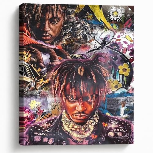 Juice Wrld Canvas Wall Art, Music Album Cover Poster Print, Rapper Singer Poster Framed Art, Retro graffiti Aesthetic Canvas Wall Art for Bedroom or Living Room Wall Decor Gift 8x10inch