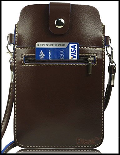 Dteck Cross-Body Cell Phone Bag, Multifunctional Soft PU Leather Mini Phone Bag with Detachable Shoulder Strap for Apple iPhone Samsung Galaxy Series and Other Smartphone Under 5.5 inch (Brown)