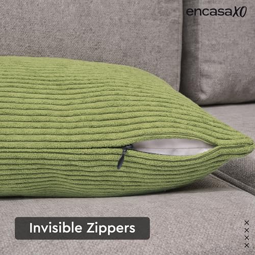 Image of Encasa XO Corduroy Cushion Covers, No Inserts, Set of 2, Sage
