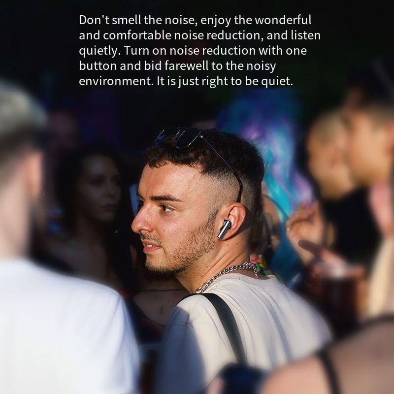 Ear Buds Wireless Bluetooth 5.3 Headphones Low Latency Earbuds, Stereo Earphones with Microphone Active Noise Cancelling, Hi-Fi Sound, Comfort Fit in Ear for Phone Running Workout Black