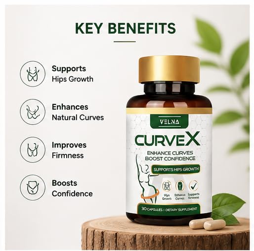 Image of CurveX Capsules for Hips Growth - Daily Herbal Supplement for Women - Easy Consumption with Water - 30 Capsules