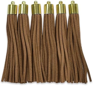 Expo International Shawn 2 1/2" Faux Suede Tassel with Gold Cap 6PK | Brown
