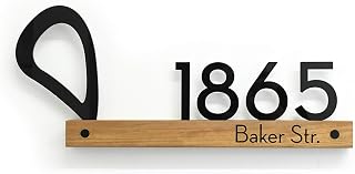Modern House Numbers - African Teak Iroko Underline Wooden Base & Black Acrylic Numbers and Abstract 2 Silhouette - Contemporary Home Address - Door Number - Modern House Plaque sign
