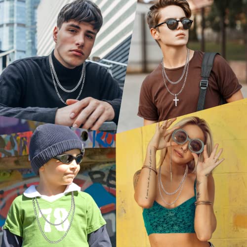 Vnox Rope Chain Necklace For Men | 2 Pcs Men's Necklaces Silver Chain Necklaces Stainless Steel Cuban Link Rope Figaro Chain Necklace For Men | Cool Hip Hop Jewelry Gift For Him Men Boyfriend #TOP1