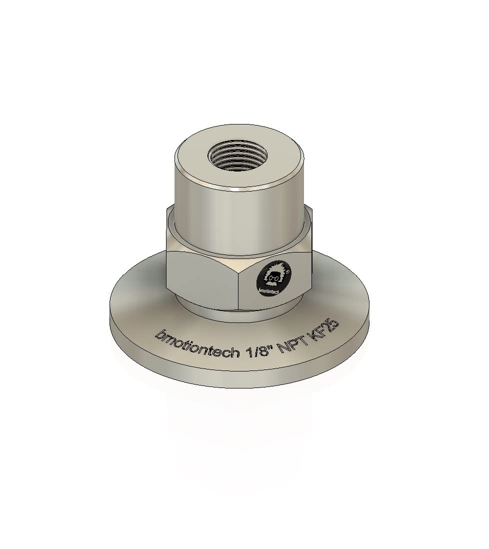 bmotiontech FNPT to KF25 Flange Fitting (ISO-KF KF25 QF25 NW25) US NPT Thread Standard (1/8" FNPT x KF25)