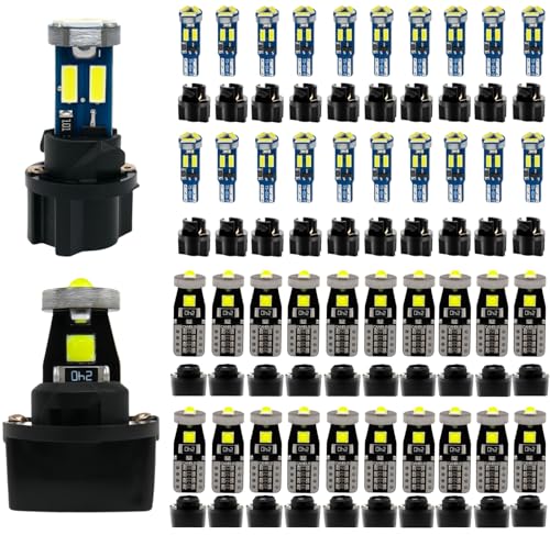 WLJH 40 Pack 194 168 T10 T5 LED Bulbs With Sockets Non Polarity Dimmable For Dash Cluster Dome Map Door Trunk Parking License Plate Lights 300 LM Interior & Exterior Replacement Bright White