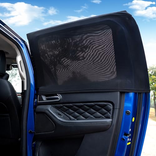 Image of Car Rear Side Window Shades for Pickup Trucks,7 Seats Larger SUVs, Super Stretchy Mesh Car Sun Shade Mosquito Net Covers, Anti-Sun Glare, Reduce UV Rays,Privacy Protecstion