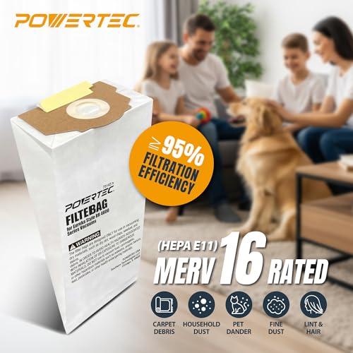Image of POWERTEC Style RR Vacuum Bags 9 Pack for Eureka Style RR Boss Smart Vac 4800 Series Vacuum Cleaners, Replacement Filter Bags for 61115, 164-9 Upright Vacuum Bags (75143)