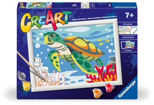 Ravensburger - Creart Tartaruga Marina | Kit Pittura Bambini | Dipingere Con I Numeri Include Tutto Il Necessario | Giochi Bambini 9 Anni O Più | Creart 9 Anni
