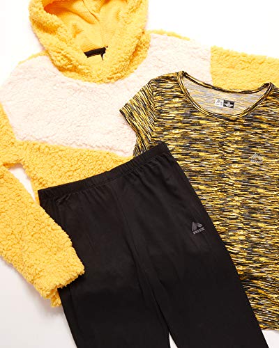 Rbx Girls' Performance Sherpa Hoodie Set - Pullover Hoodie, T-Shirt, Leggings Set, Size 4, Yellow/Black #TOP1