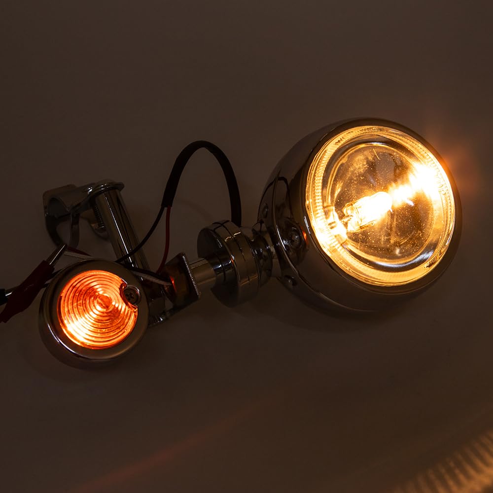 1 Ensemble Chromé Feux Additionnels Moto Phare Additionnel Moto Led Clignotants Avant Compatibles Avec Shadow VT 750 1100 VTX 1, etc