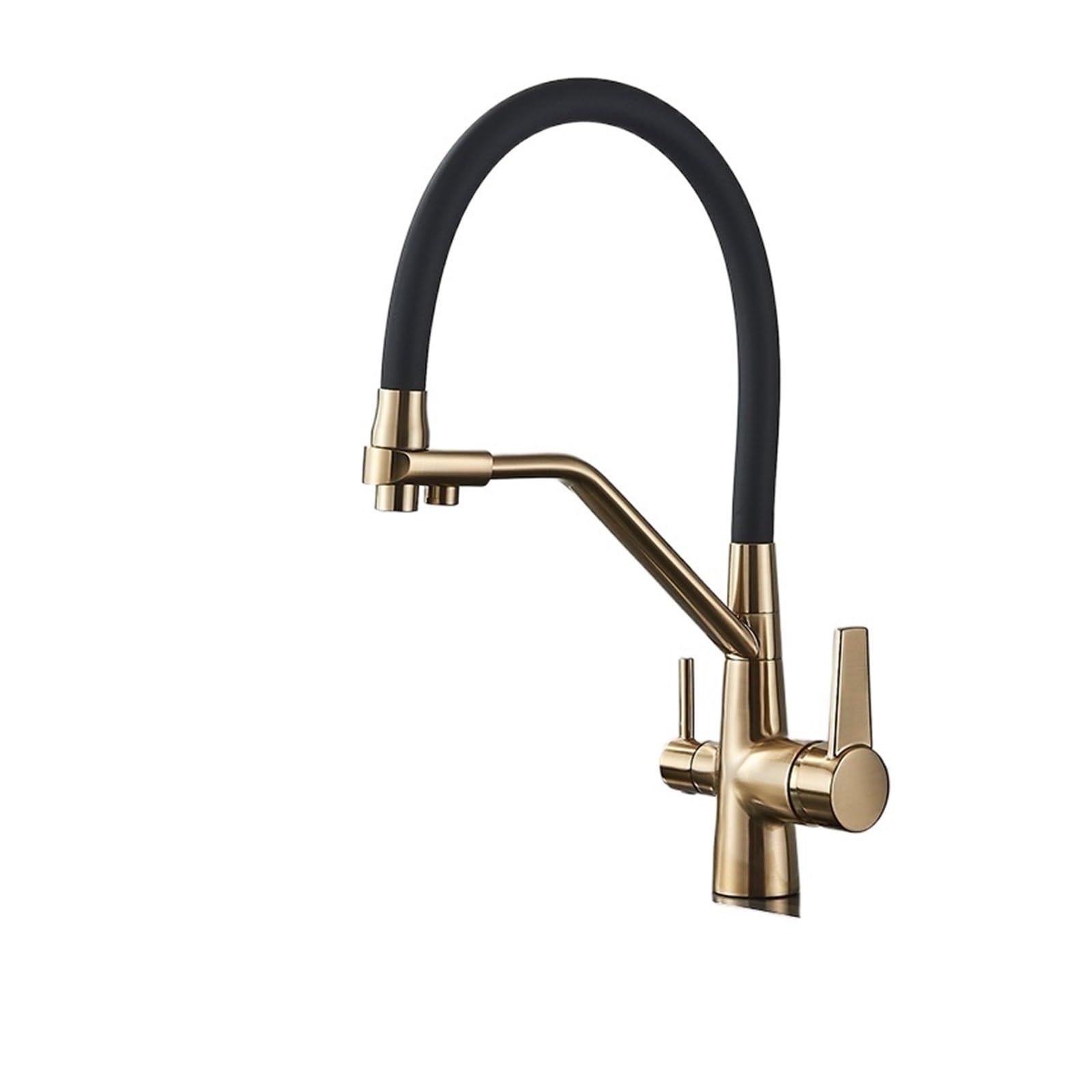 Kitchen Faucet, Filtered Kitchen Faucets, Purification Tap 360 Rotate Water Filter for Three Ways(A Brushed Gold)