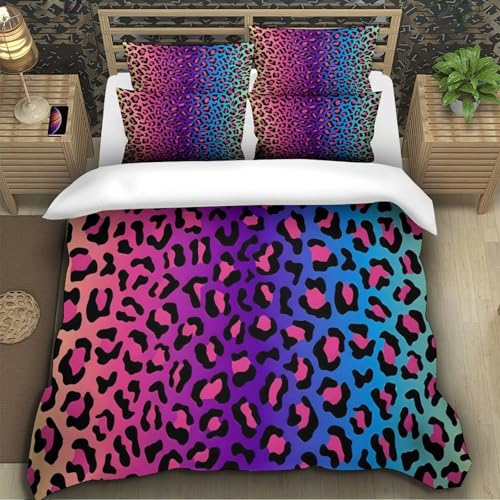 Housse de couette microfibre léopard 135x200 parure lit 3D doux - 5