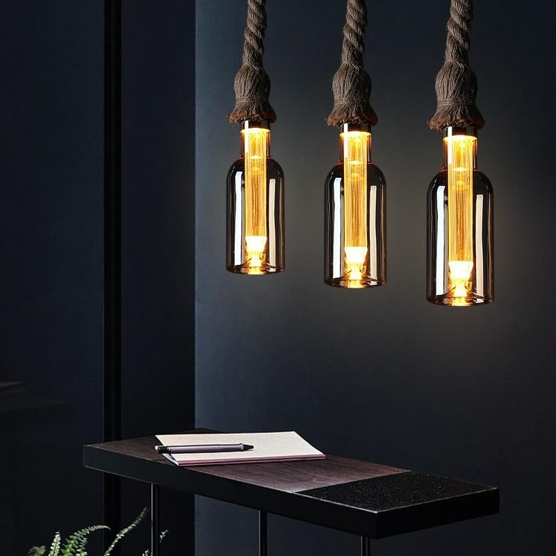 Lampe suspendue rustique rétro en corde de chanvre pour éclairer chaleureusement votre restaurant