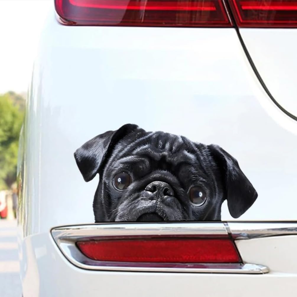 2pcs Black Pug Vinyl Decal 5.91"x3.15", Cute Wrinkled Dog Sticker for Rear Windshield, Bumper, RV, Laptop, Expressive Pet Decor |#DK179 - Image 2