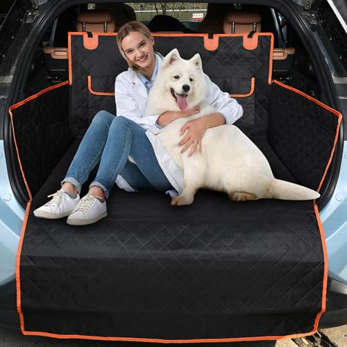 NESTROAD SUV Cargo Liner for Dogs, Waterproof Dog Cargo Cover for SUVs,Sedans,Vans,Nonslip Dog Seat Cover with Bumper Flap Protector,Universal Fit,Black,Standard