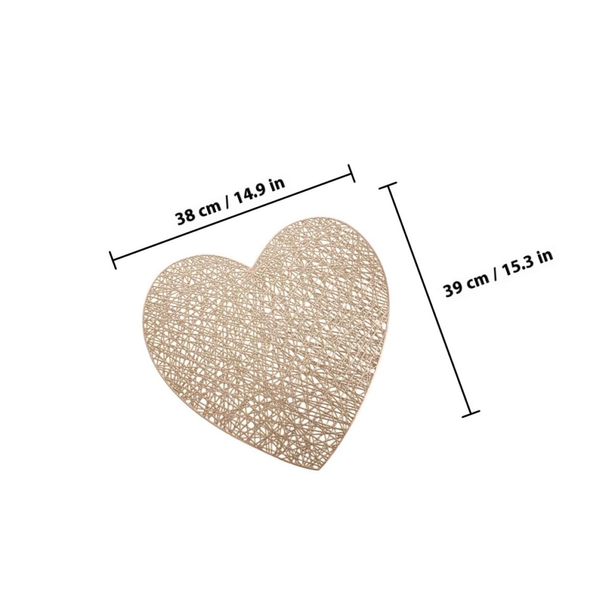 Tovagliette da Tavola a Forma di Cuore 6 Pezzi in Pvc Oro Resistenti al Calore Trama Fine per Decorazioni Casa e Matrimoni