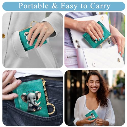 Image of Jogjam Womens Wallet, Cute Elephant Small Slim RFID Blocking Card Wallets, Trifold PU Leather Card Holder Wallet Organizer, Mini Pocket Cash Wallet with 7 Card Slots ID Window for Girls Ladies