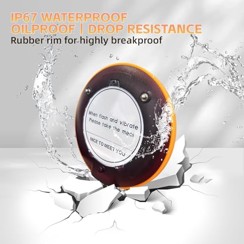 Image of Restaurant Pager System 16 Coaster Pagers and Beepers, Restaurant Beepers Buzzers System with Vibration Flashing Buzzer Queue Wireless Calling System for Food Truck Coffee Shop Church Nursery Bar