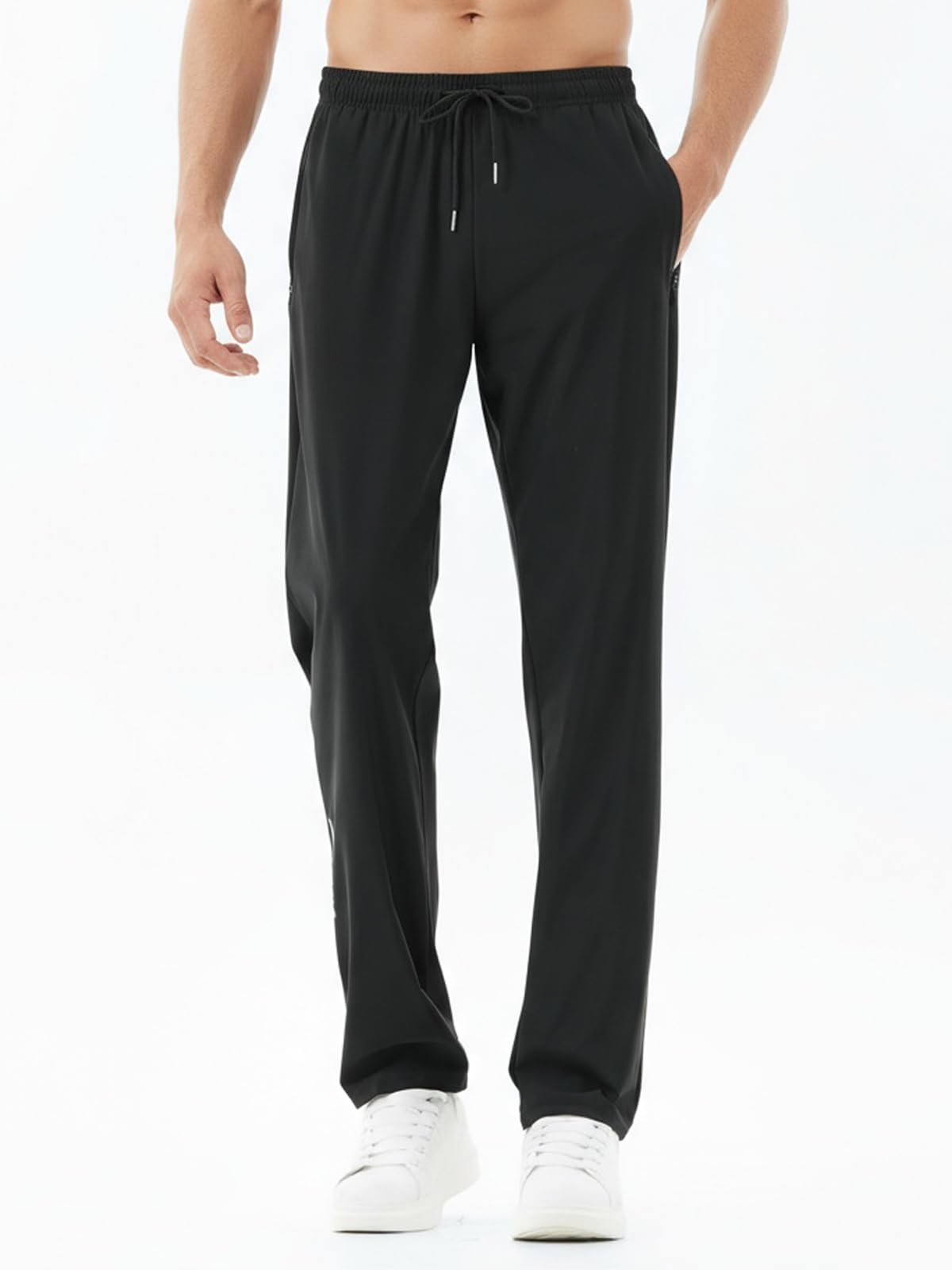 Lot de 3 pantalons de survêtement pour homme avec poches à fermeture éclair, extensibles, légers et athlétiques, pour jogging, course à pied, entraînement, salle de sport