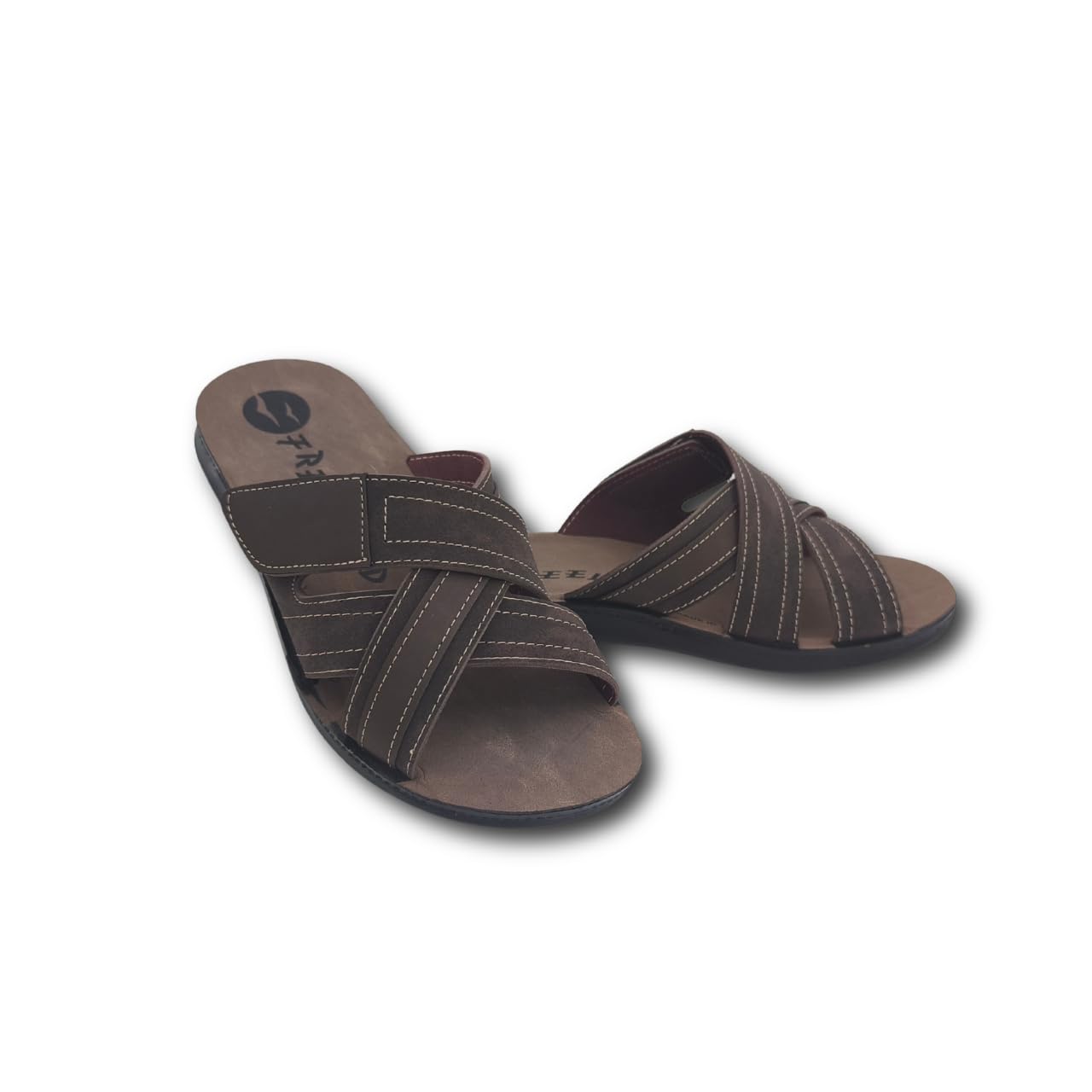 Freeland Chanclas para hombre de verano de piel, sandalias de cuero para playa, playa y casa, zapatillas abiertas y súper ligeras
