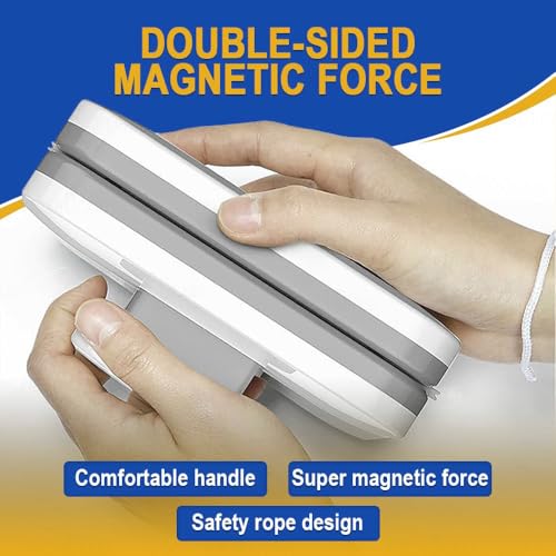 Image of Magnetic Window Glass Cleaner | Doublefaced Glass Cleaner | Double-Side Glazed Two Sided Wiper with 2 Extra Cleaning Cotton Squeegee Washing Equipment Household Magnet | (Square Window)