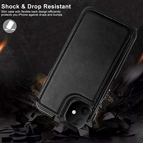 Capa LETO para iPhone 12, capa para iPhone 12 Pro, capa carteira de couro flip luxuosa com compartim