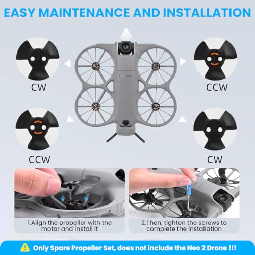Image of ZORBES Compatible with Neo 2 Drone Spare Propeller Set, 2 Pair Replacement Drone Blades for Maintenance, Stable Flight & High Efficiency Lightweight Propellers