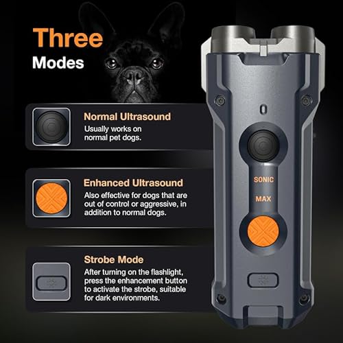 Anti Bell Gerät für Hunde, Antibell Ultraschall Gerät mit Stroboskop Taschenlampe Hundebell Kontrollgeräte Tragbar Stopp Hundebell Wiederaufladbares Anti Bellen Gerät für Kleine Mittel Große Hunde