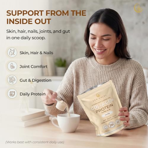 Image of Hydrolyzed Collagen Peptides Powder, Vanilla, 40 Servings, 15.4oz