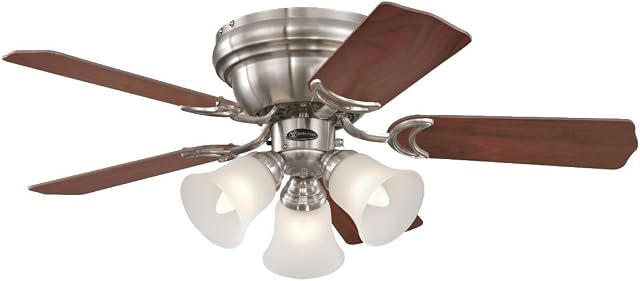 Westinghouse Lighting 72073 Contempra Trio 90 cm Brushed Nickel Indoor Ceiling Fan, Light Kit with Frosted Glass