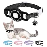 DILLYBUD Airtag Cat Collar Breakaway, Stretchy Cat Tracker Collar with Apple Air Tag Holder for Boy Girl Cats, Elastic GPS Tracking Collars for Kittens and Puppies, Adjustable 9