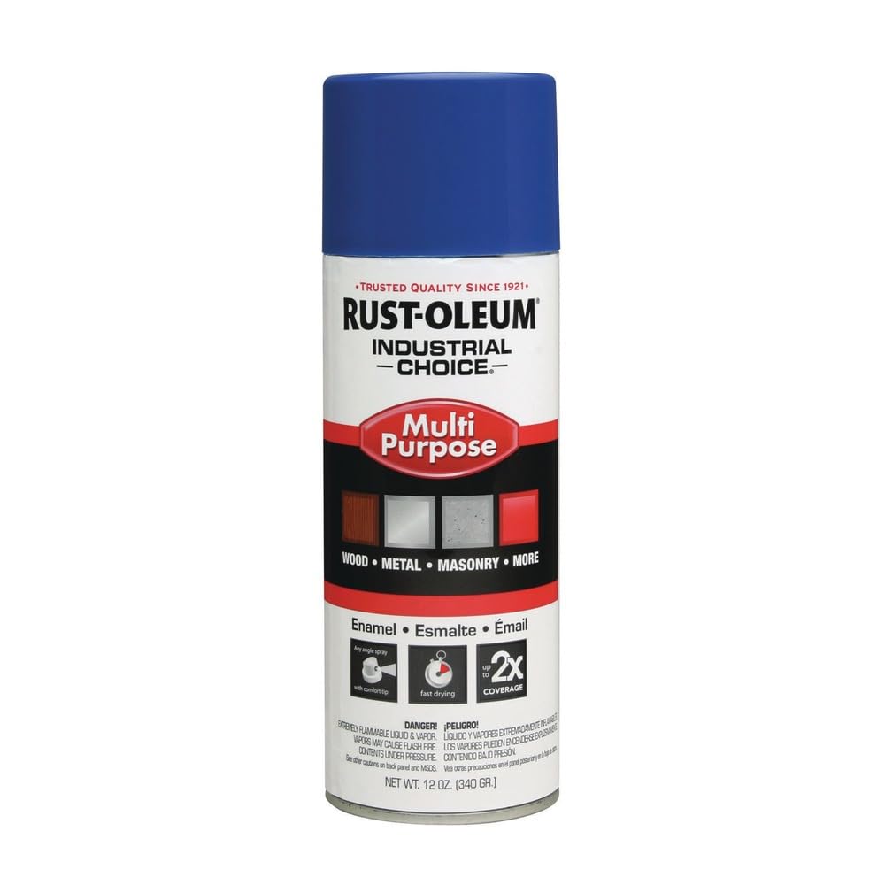 Rust-Oleum 1624830-6PK Industrial Choice 1600 System Multi-Purpose Spray Paint, 12 oz, OSHA Safety Blue, 6 Pack