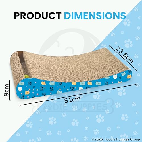 Image of Foodie Puppies 2-in-1 Reversible Cat Scratcher Pad with Catnip for Cats & Kittens, (Slider Bell 51 x 23 x 9 cm) | Durable Corrugated Cardboard Cat Scratching Pad for Furniture Protection, Play & Rest