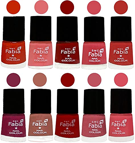 Image of SMC Fabia ALL IN ONE (PACK OF 10), Long Lasting Glossy Nail Polish, 6 ml Each, All Vibrant Colours,02326