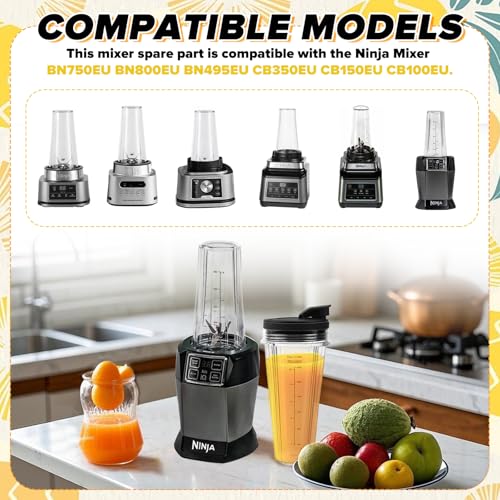 FSWWSF Ersatzteile FüR Ninja Mixer Kompatibel mit CB350EU BN800EU BN750EU BN650EU BN495EU CB100EU FüR Ninja Ersatzteile FüR Mixer Tassen Mit HüLsen Und TopfbüRste