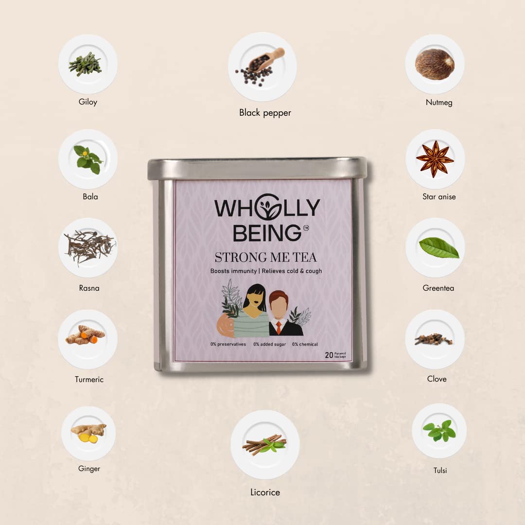 Wholly Being- Strong Me Tea for strong immunity & cold relief 100gm with Giloy, Star Anise, Nutmeg, Licorice