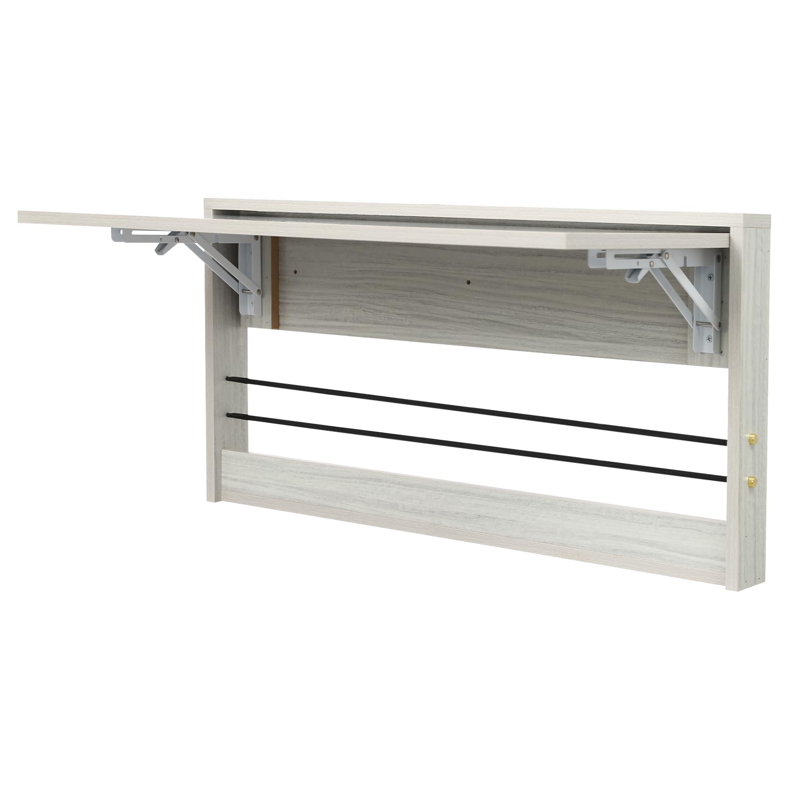 Bureau mural pliable blanc et bois naturel gain de place pour studio