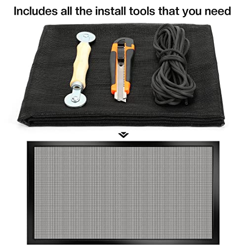 Windows Screen Repair Kit, Screen Door Repair Kit, Screen Replacement, Durable Fiberglass Screen Mesh With Spline/Rolling Tool/Knife (59" X 100", Black) #TOP5