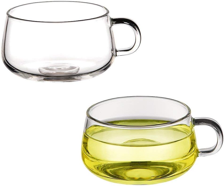 Dceyaor Transparent Glass Handle Coffee Cup, High Boron Glass Glass Teacup, 10 oz (Set of 2)
