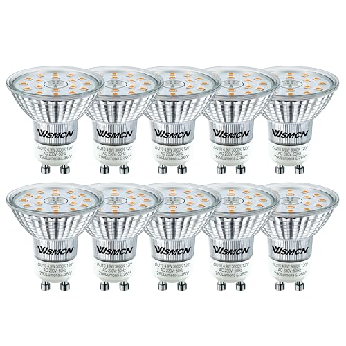 WSMCN Energieklasse C GU10 LED Warmweiß Lampe, 4.9W Ersetzt 100W Halogen