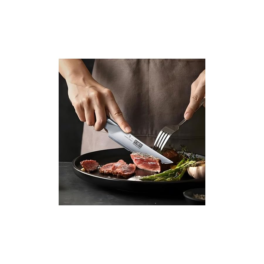 Steak-Knives-Set-of-6-Ultra-Sharp-45-Inch-Serrated-Steak-Knife-Set-Japanese-AUS-10-High-Carbon-Steel-Kitchen-Steak-Knives-with-Ergonomic-Handle HOSHANHO Steak Knives Set of 6, Ultra Sharp 4.5 Inch Serrated Steak Knife Set, Japanese AUS-10 High Carbon Steel Kitchen Steak Knives with Ergonomic Handle