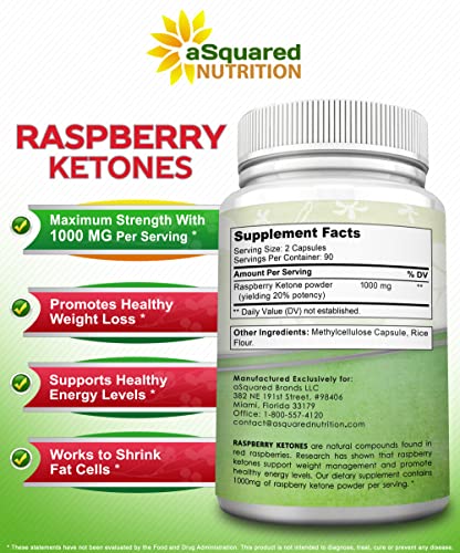Asquared Nutrition NO MODEL Natural Raspberry Ketones 1000Mg-180 Capsules-Weight Loss Supplement thumb #5