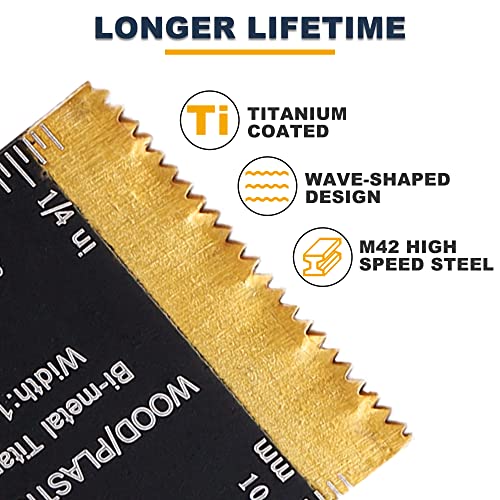 Titanium Oscillating Saw Blades, 12Pcs Craftforce Titanium Oscillating Multitool Blades For Metal, Wood And Plastic, Fit Dewalt Milwaukee Ryobi Fein Dremel Bosch Rockwell Makita Porter Cable Craftsman #TOP2